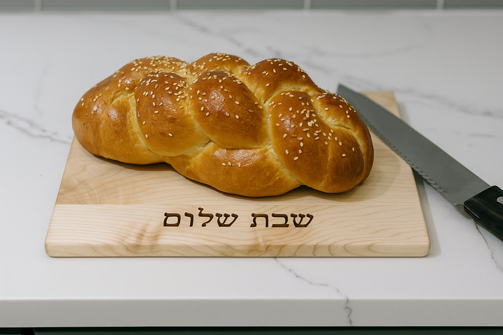 Shabbat Shalom Hebrew Challah board, Judaic Charcuterie Board, Jewish Wedding Engagement Gift,  Housewarming New Home Gift