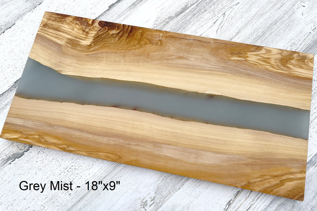 "Wine Cheese Friends" River of Resin Olive Wood Charcuterie Board - D46