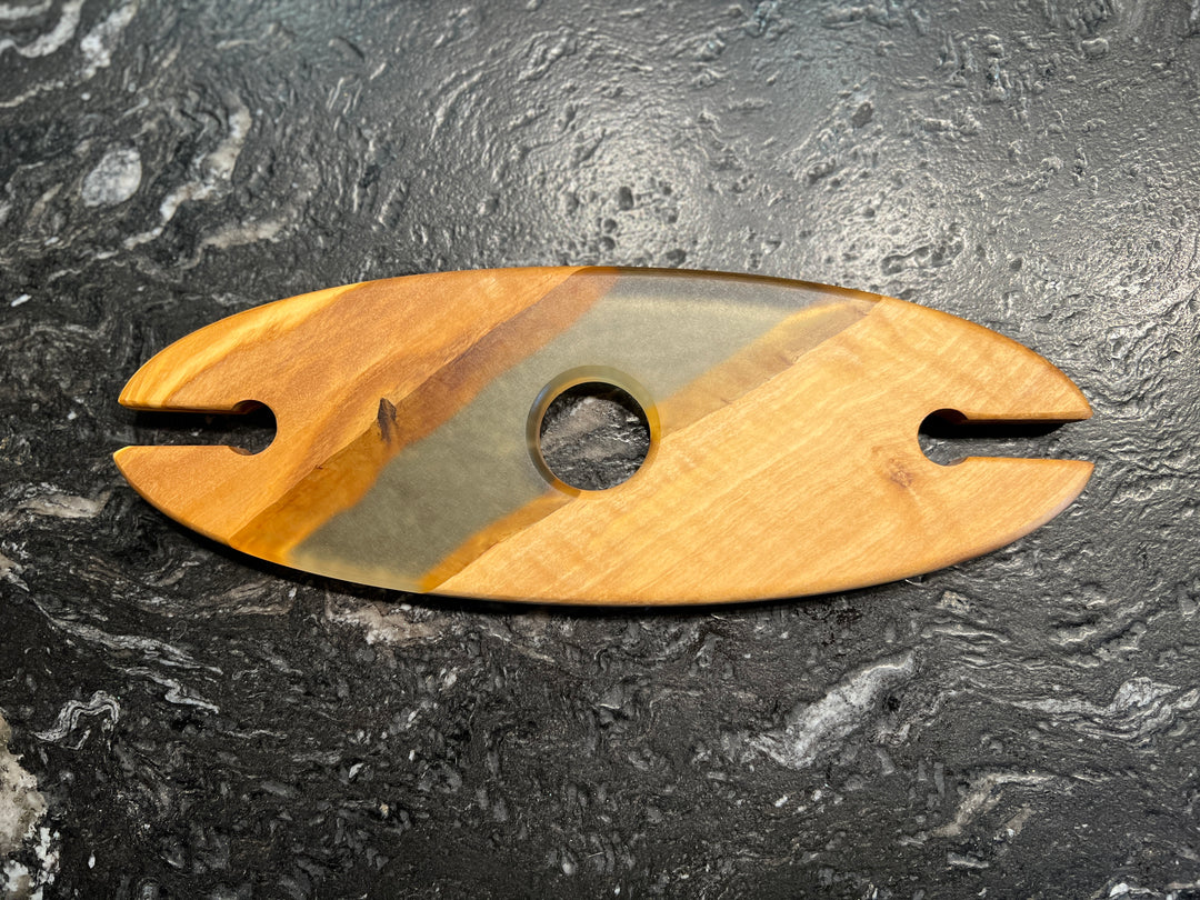 Olive Wood and Resin Wine Glass Caddy