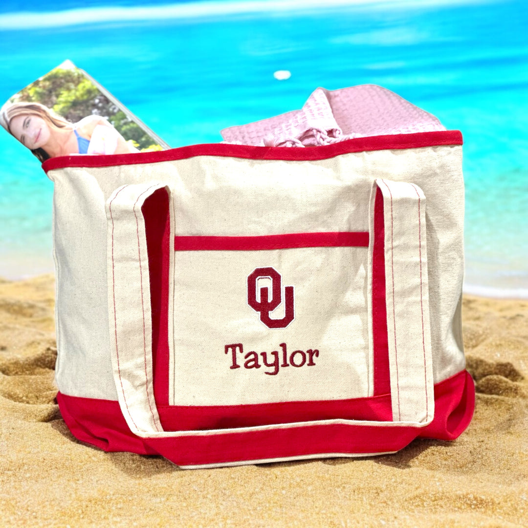 University of Oklahoma Personalized Custom Embroidered 20L Canvas Tote Bag