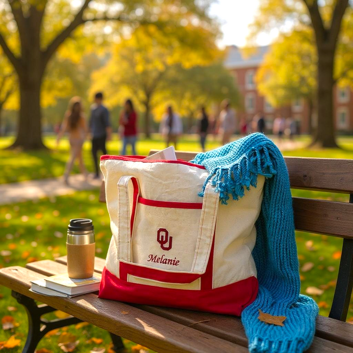 University of Oklahoma Personalized Custom Embroidered 34.6L XL Canvas Tote Bag