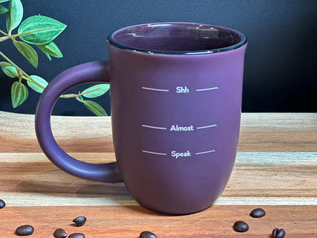 Sand Carved Deep Etched Shh Almost Speak 14 oz. Ceramic Coffee Mug