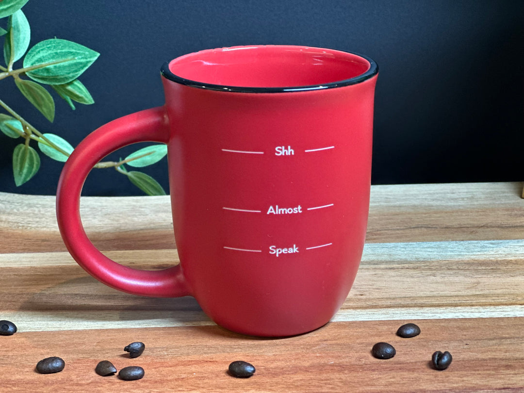 Sand Carved Deep Etched Shh Almost Speak 14 oz. Ceramic Coffee Mug