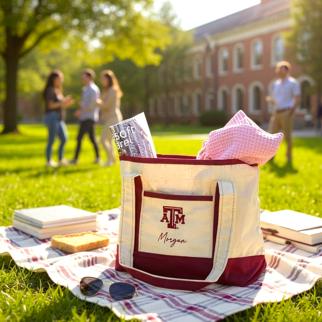 Texas A&M Personalized Custom Embroidered 20L Canvas Tote Bag