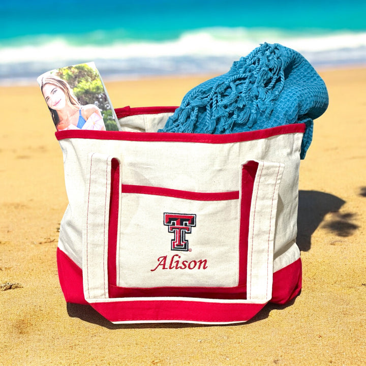 Texas Tech Personalized Custom Embroidered 20L Canvas Tote Bag