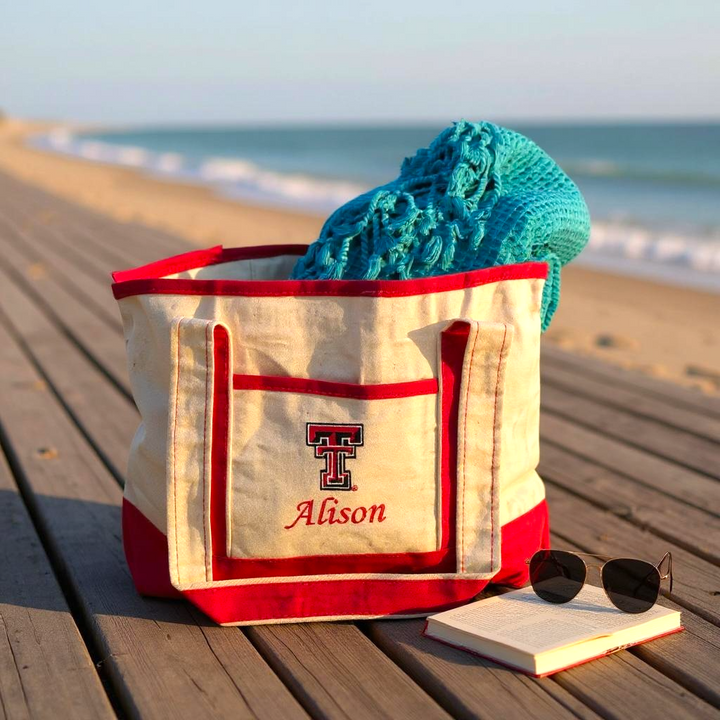Texas Tech Personalized Custom Embroidered 20L Canvas Tote Bag