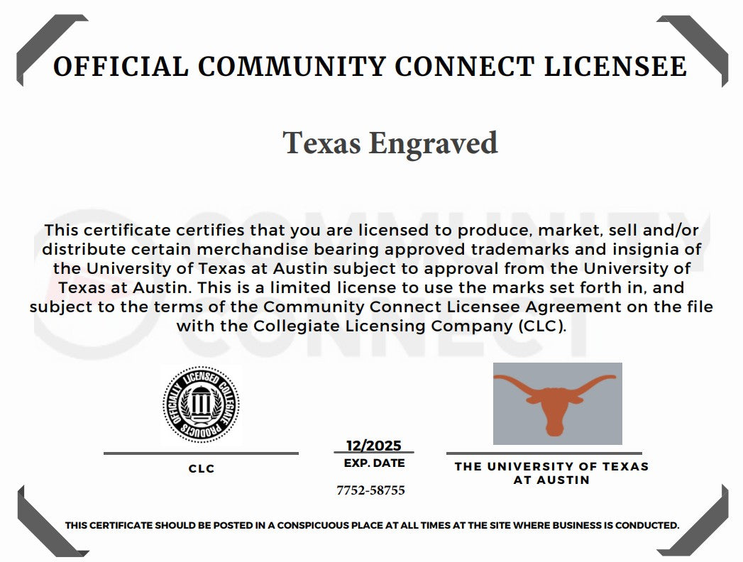 University of Texas Personalized Custom Embroidered 19L Canvas Tote Bag with Zipper Closure