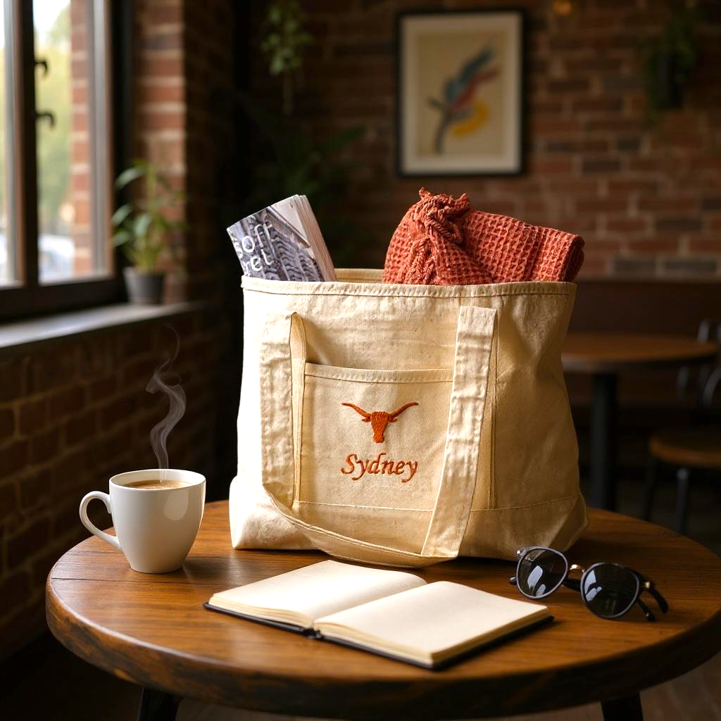 University of Texas Personalized Custom Embroidered 20L Canvas Tote Bag