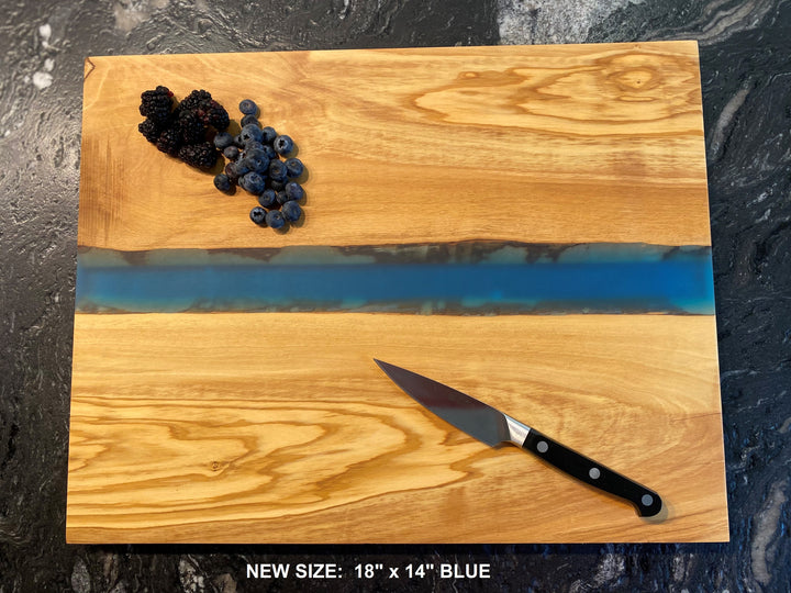 Elegant Family Name River of Resin Olive Wood Charcuterie Board - D34