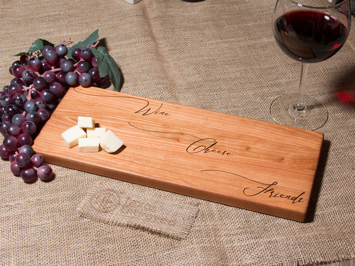 "Wine Cheese Friends" Hardwood Charcuterie Board - D46