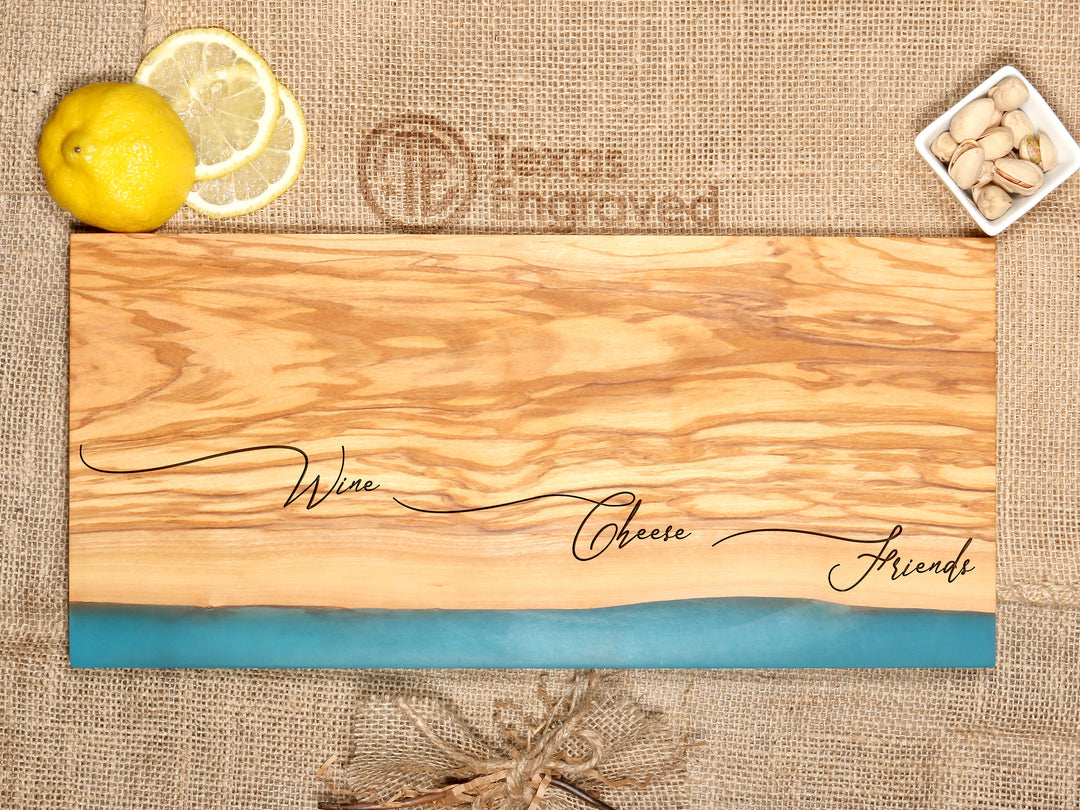 "Wine Cheese Friends" Shoreline Resin Charcuterie Board - D46