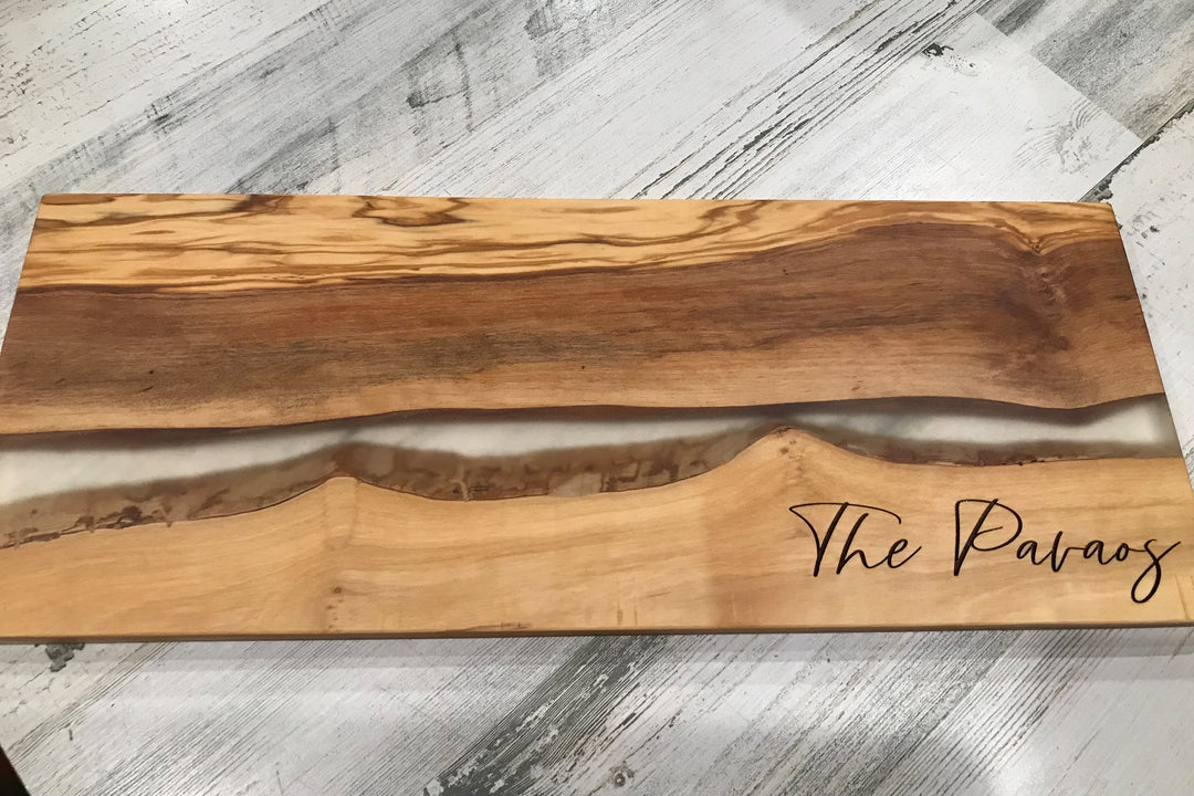 Welcome River of Resin Olive Wood Charcuterie Board - D35