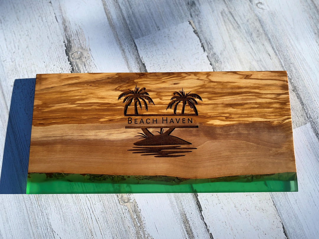 Palm Tree Olive Wood and Resin Charcuterie Board - D51