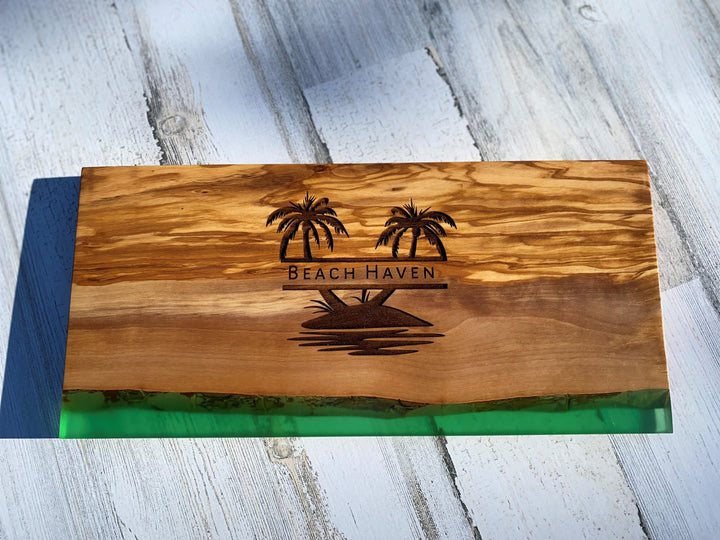 Palm Tree Olive Wood and Resin Charcuterie Board - D51