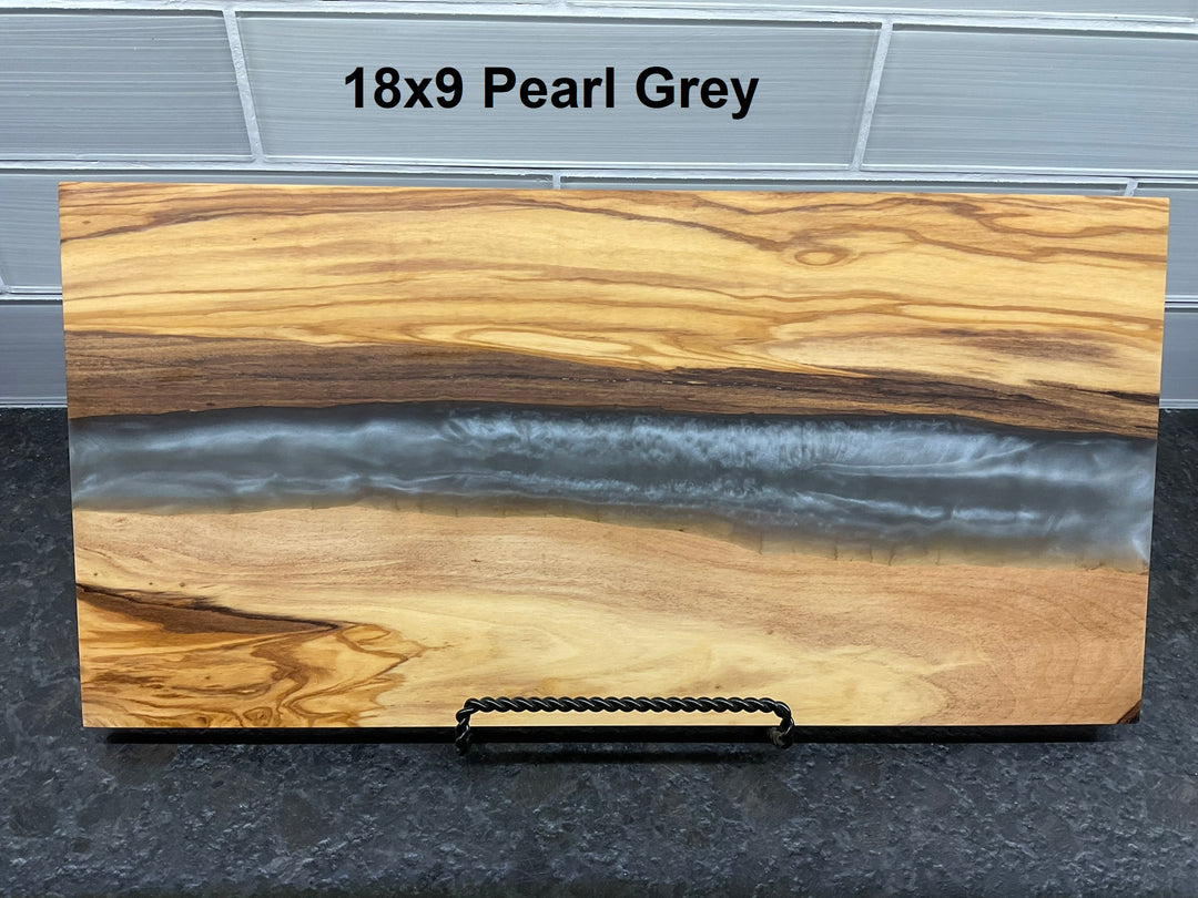 Couple and Special Date River of Resin Olive Wood Charcuterie Board - D17