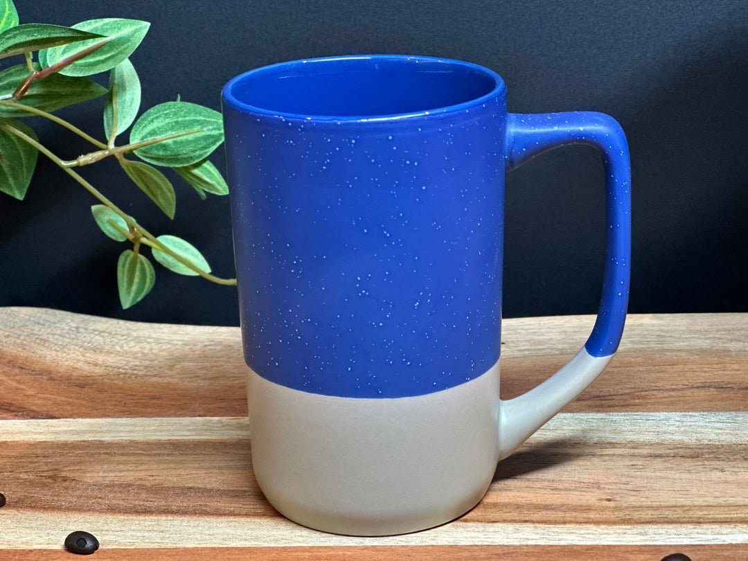 Blue with tan specks coffee tea mug