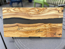 Load image into Gallery viewer, &quot;Wine Cheese Friends&quot; River of Resin Olive Wood Charcuterie Board - D46
