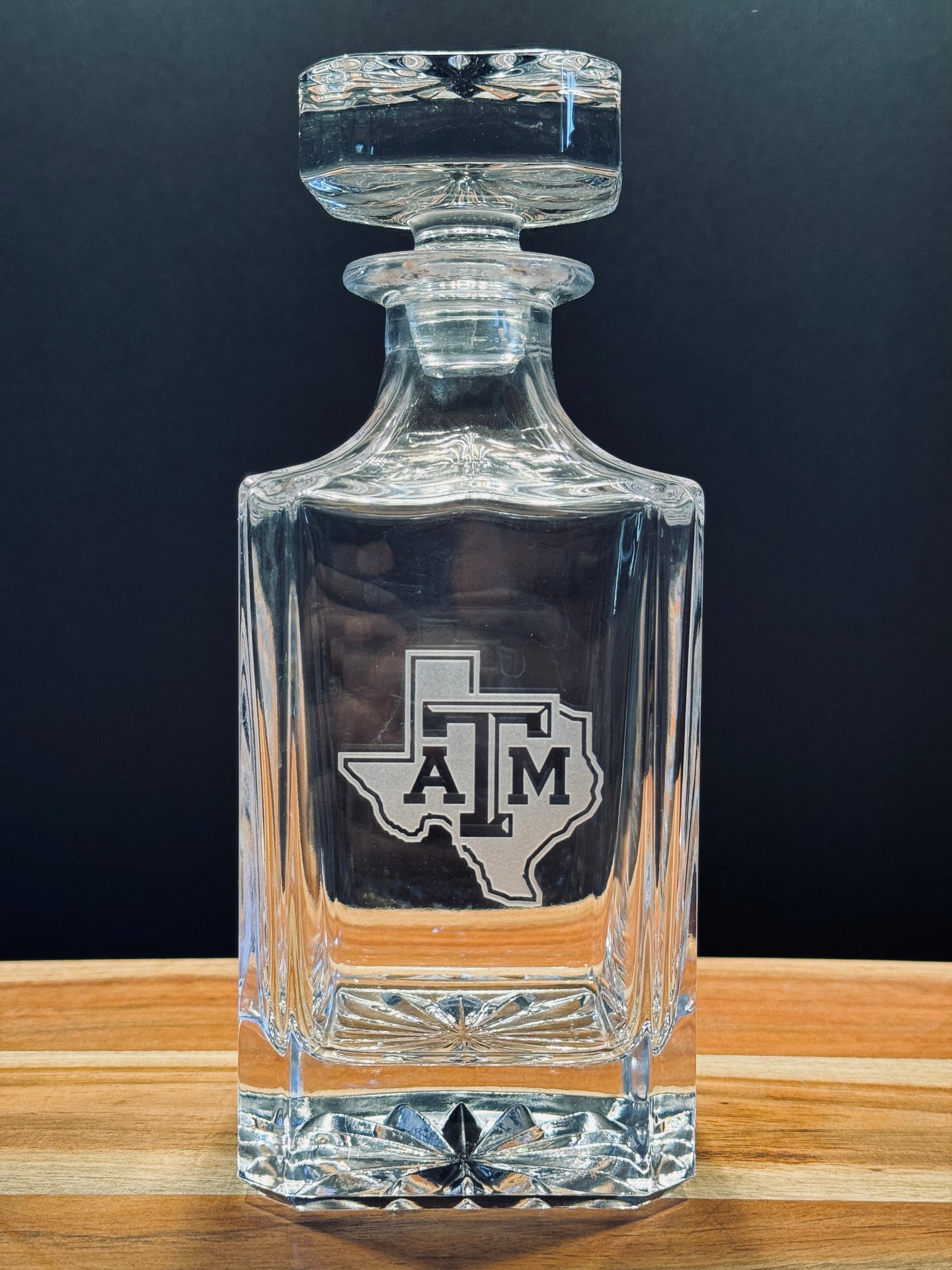 Engraved Sand Carved Texas A&M Decanter and Rocks Glass Sets