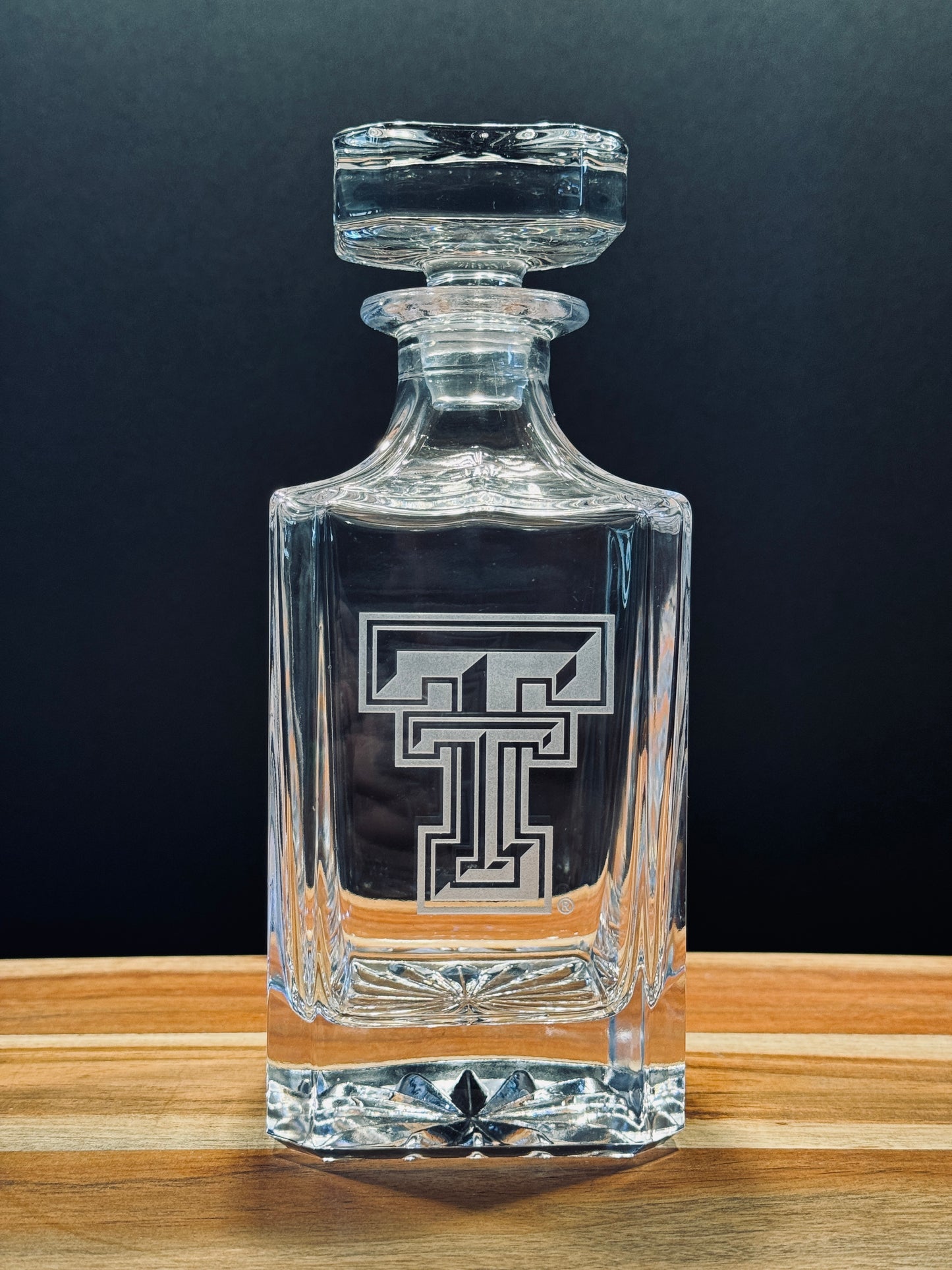 Engraved Sand Carved Texas Tech Decanter and Rocks Glass Sets