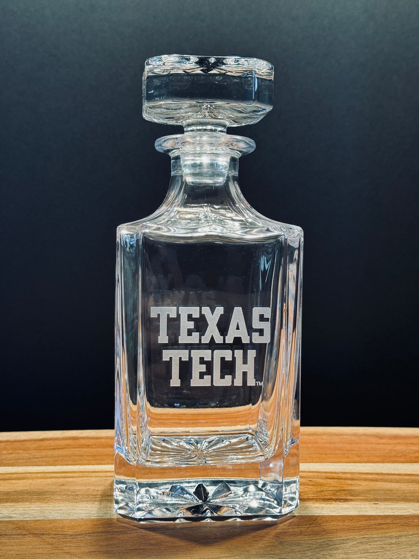 Engraved Sand Carved Texas Tech Decanter and Rocks Glass Sets