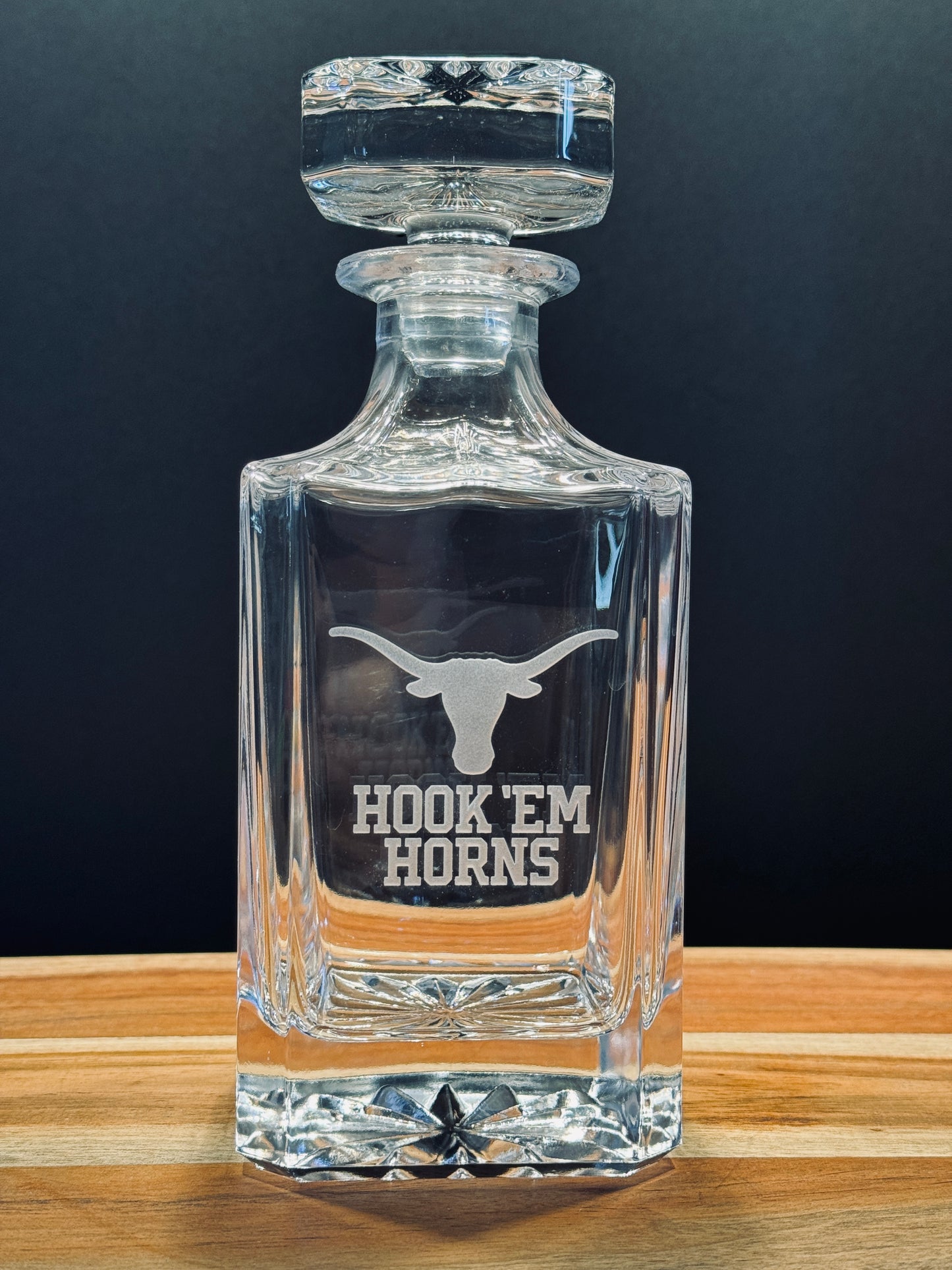 Engraved Sand Carved University of Texas Decanter and Rocks Glass Sets