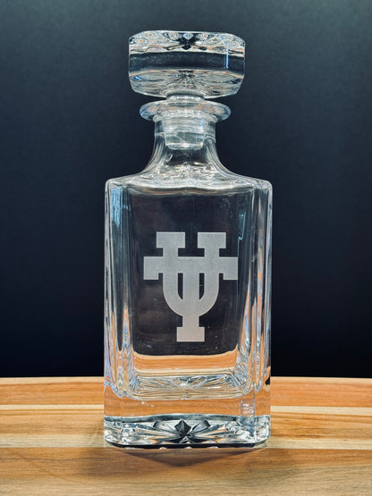 Engraved Sand Carved University of Texas Decanter and Rocks Glass Sets