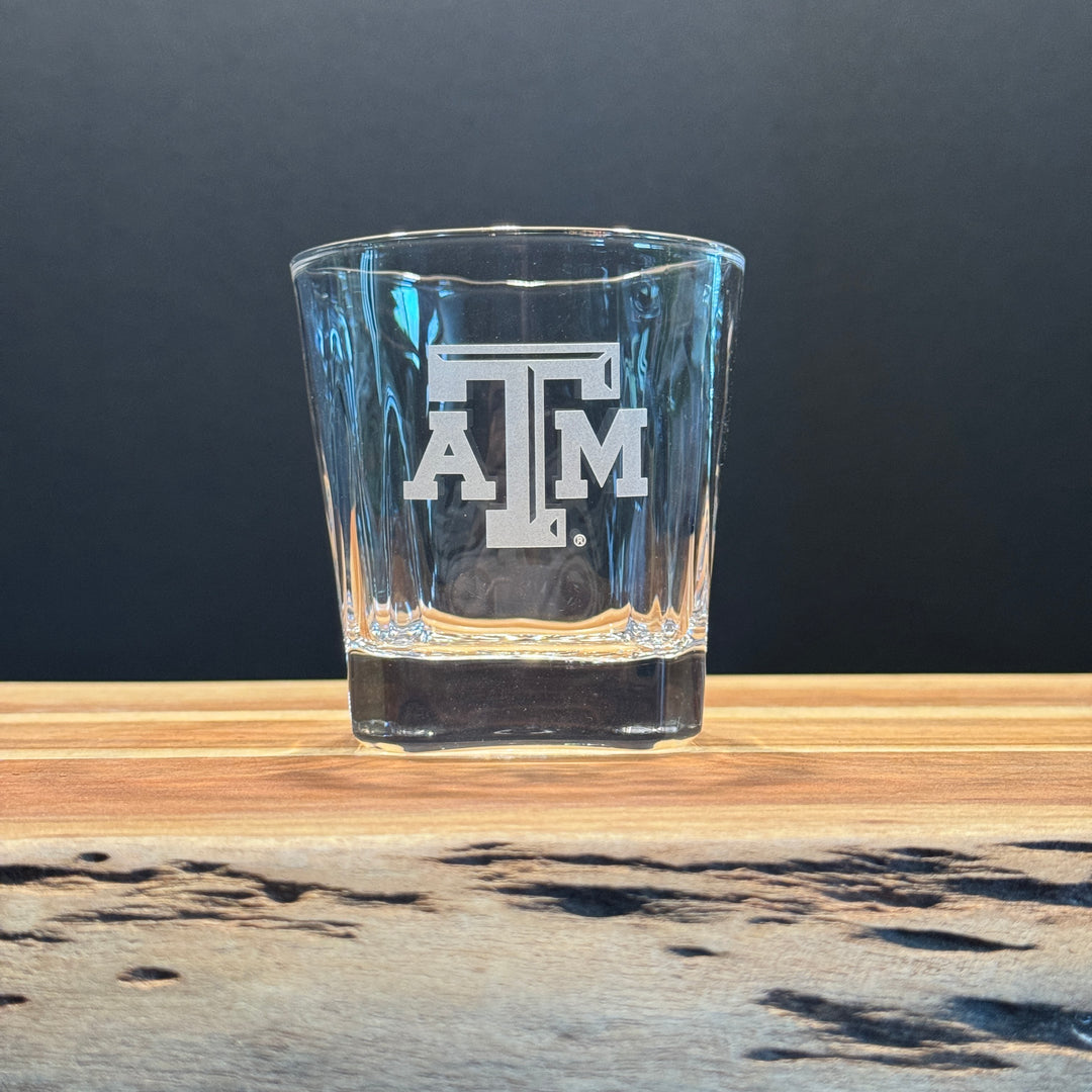 Engraved Sand Carved Texas A&M Decanter and Rocks Glass Sets