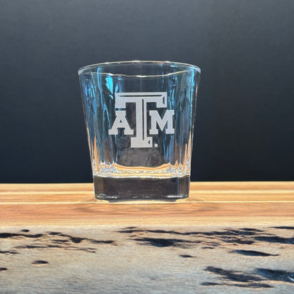 Engraved Sand Carved Texas A&M Decanter and Rocks Glass Sets