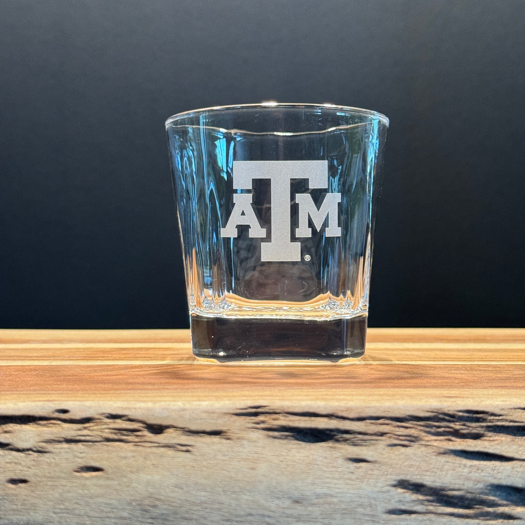 Engraved Sand Carved Texas A&M Decanter and Rocks Glass Sets