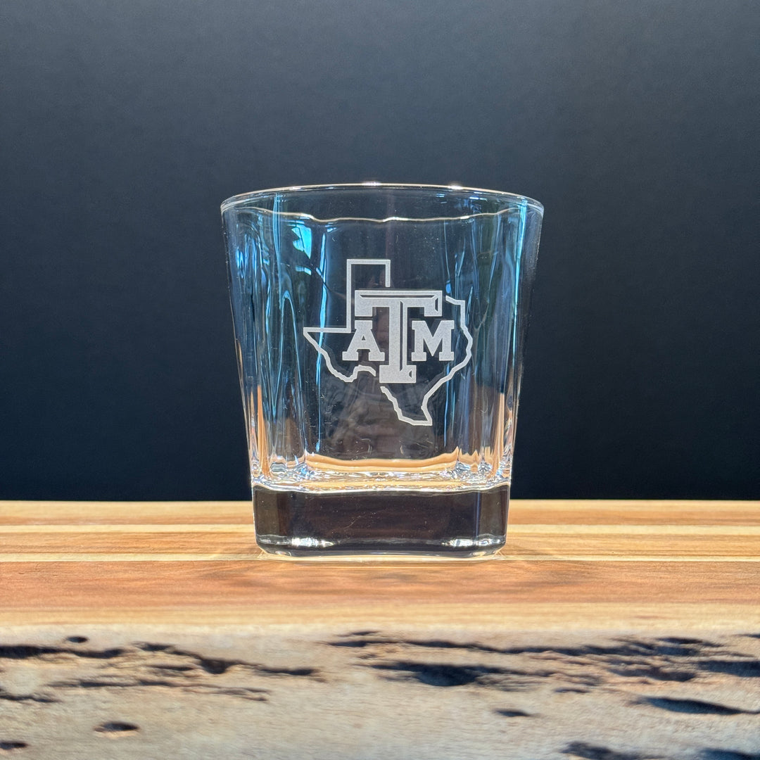 Engraved Sand Carved Texas A&M Decanter and Rocks Glass Sets