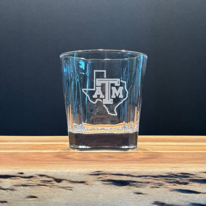 Engraved Sand Carved Texas A&M Decanter and Rocks Glass Sets