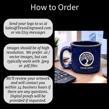 Custom Deep Etched Corporate Logo Camp Style Mug