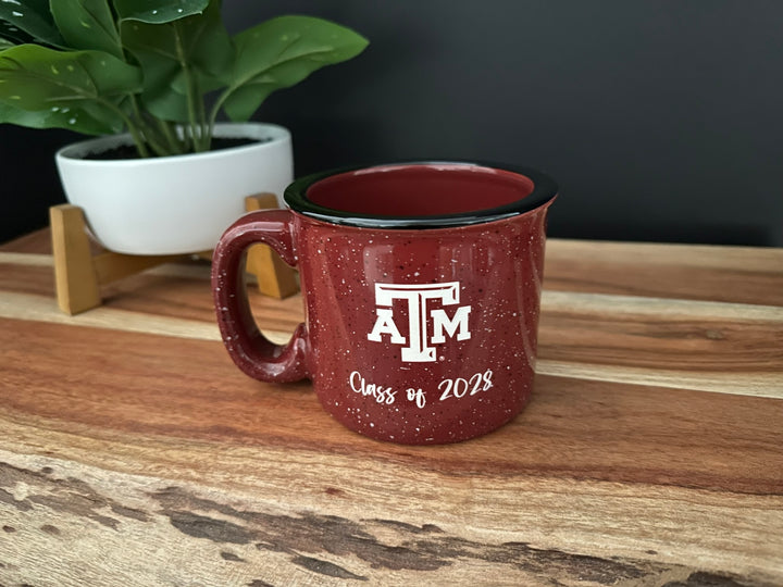 Sand Carved Deep Etched Texas A&M Class of 2025 15 oz. Camp Style Coffee Mug