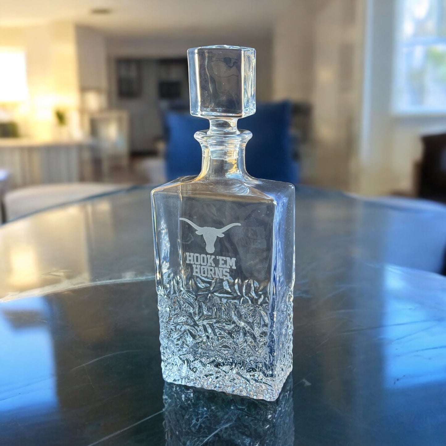 Engraved Sand Carved University of Texas Decanter