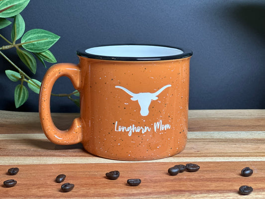 Sand Carved Deep Etched University of Texas Longhorn Mom 15 oz. Camp Style Coffee Mug