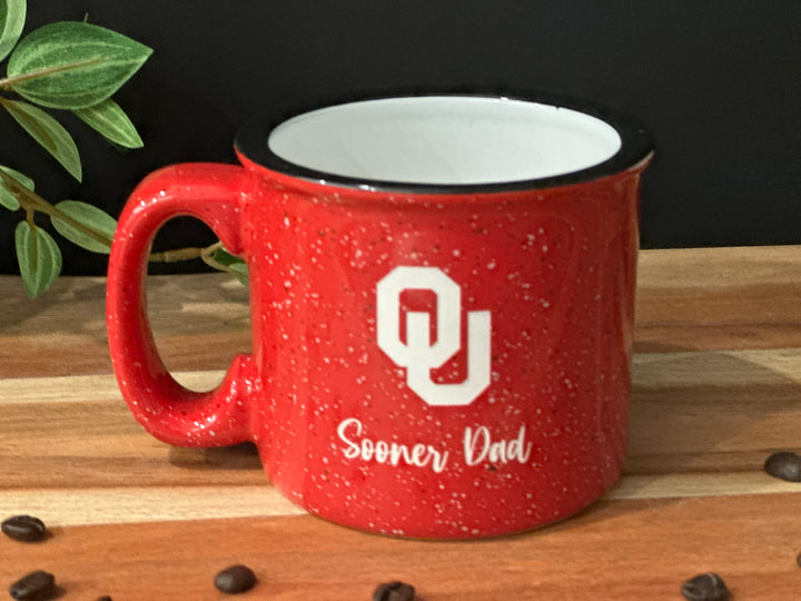 Sand Carved Deep Etched University of Oklahoma Sooner Dad 15 oz. Camp Style Coffee Mug