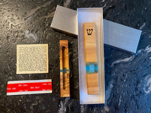Load image into Gallery viewer, Olive Wood Mezuzah in Gift Box and Scroll and tape for adhering to doorframe
