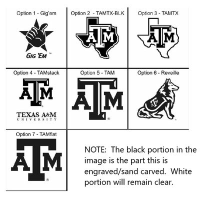 Engraved Sand Carved Texas A&M Decanter and Rocks Glass Sets