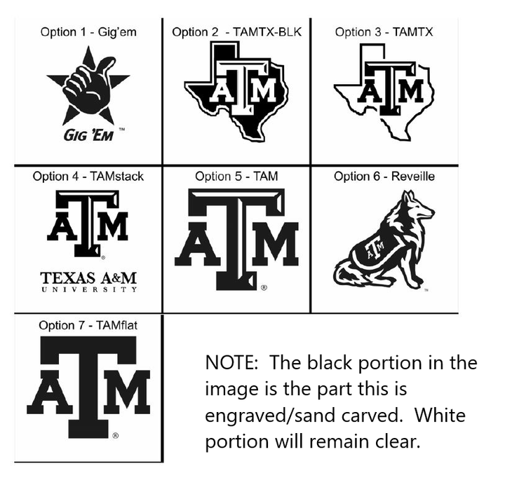 Engraved Sand Carved Texas A&M Decanter and Rocks Glass Sets