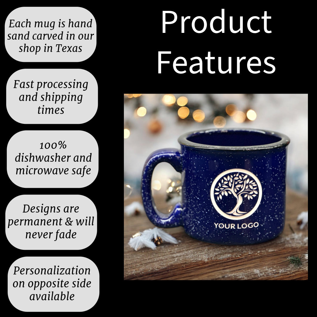 Custom Deep Etched Corporate Logo Camp Style Mug