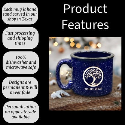 Custom Deep Etched Corporate Logo Camp Style Mug
