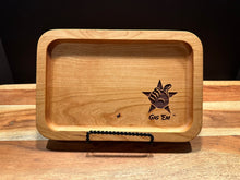 Load image into Gallery viewer, Texas A&amp;M University Aggie Ring Tray in Solid Cherry Wood with Gig &#39;Em engraved on it
