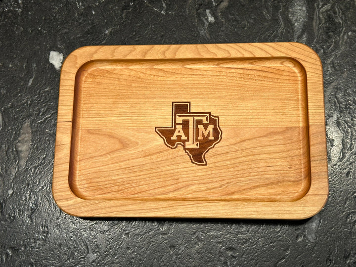 Texas A&M Aggie Ring Tray in solid Cherry Wood