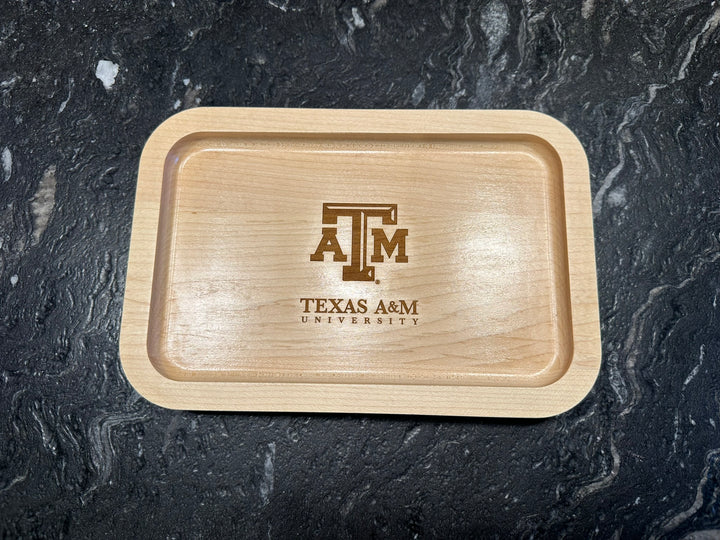 Texas A&M University Ring Tray in solid Maple Wood