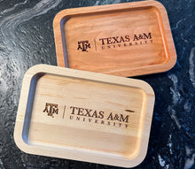 Load image into Gallery viewer, Texas A&amp;M University Ring Tray in Solid wood Maple or Cherry options
