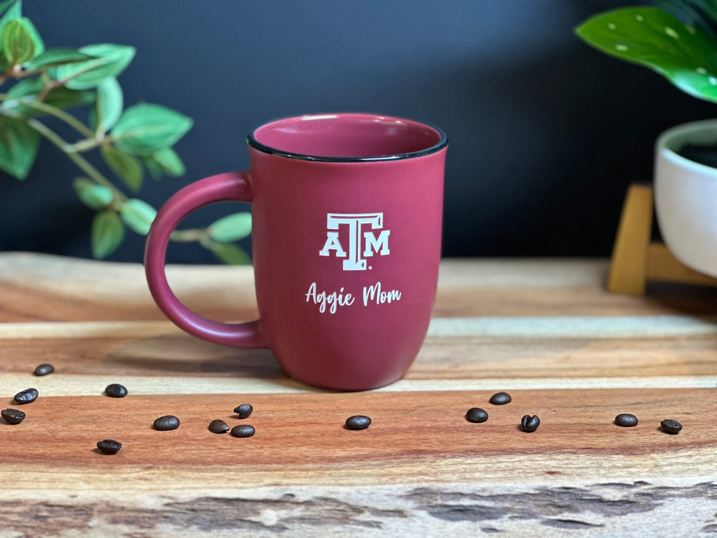 Sand Carved Deep Etched Texas A&M Aggie Mom 14 oz. Coffee Tea Cup