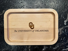 Load image into Gallery viewer, The University of Oklahoma valet tray with the OU logo over the words

