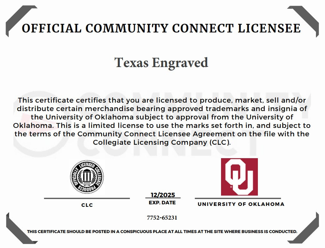 Engraved University of Oklahoma Ring Valet Tray