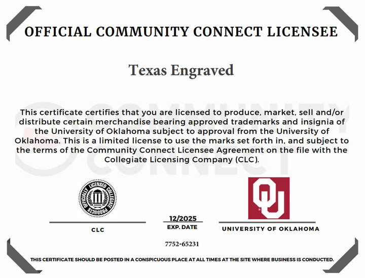 Engraved University of Oklahoma Ring Valet Tray