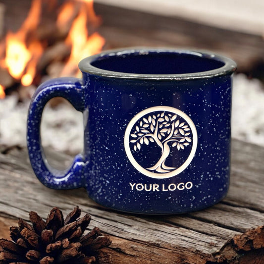 Custom Deep Etched Corporate Logo Camp Style Mug